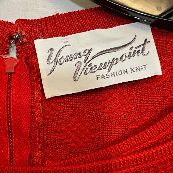 Young Viewpoint Fashion Knit Vintage Red Knit Top With Bow at Bottom - Picture 5 of 8